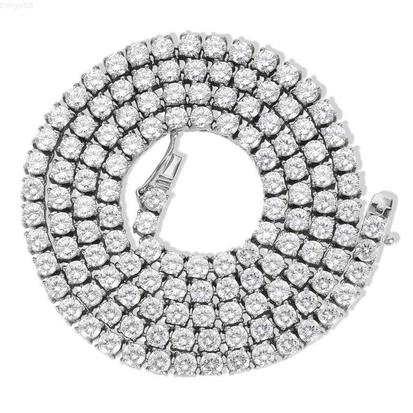 

shining jewelry gold plated tennis necklace stainless steel zircon mens diamond necklace iced out tennis chain, Silver