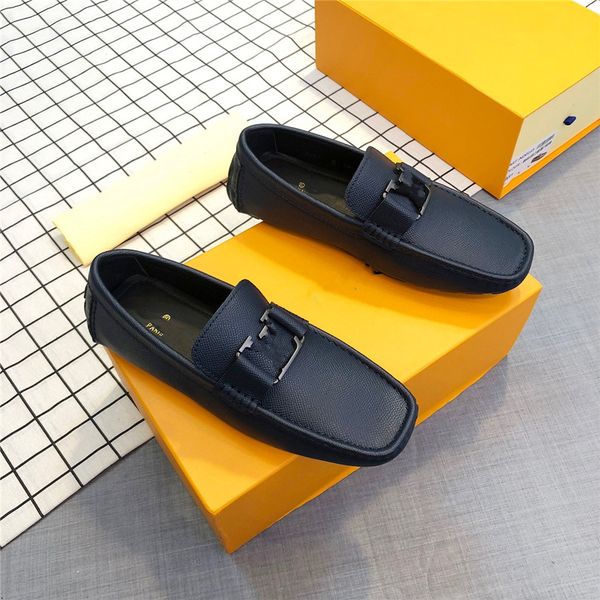 

men natural leather shoes casual loafers slip-on business designer luxury dress shoes comfortable driving footwear zapatos de hombre, Black