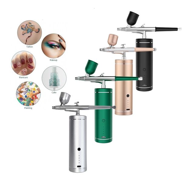 

face care devices oxygen injector mini air compressor kit air-brush paint spray gun for nail art tattoo craft cake nano fog mist sprayer 230