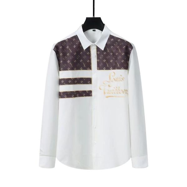 

men's dress casual shirt luxury slim fit silk designer long sleeve casual business clothing printing brand asian size -3xl, White;black