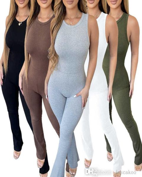 

2023 new summer women bodycon jumpsuits designer solid sleeveless rompers zipper slim high waist bodysuit1781960, Black;white