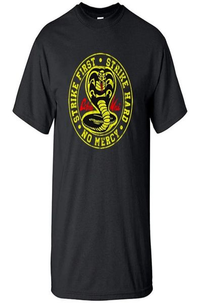 

cobra kai t shirt men first strike hard no mercy tshirt shirts summer tshirts short sleeves tees black tshirt9304113, White;black
