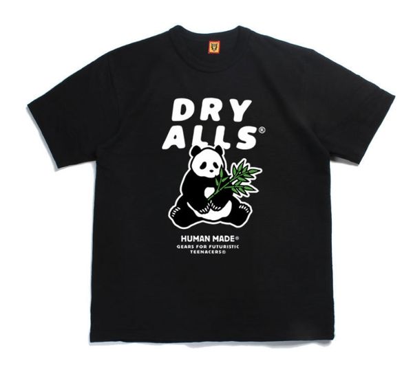 

human made 2023 new fashion t shirt love cartoon flying duck panda dog pig slub cotton short sleeved t-shirts for men women550, White;black