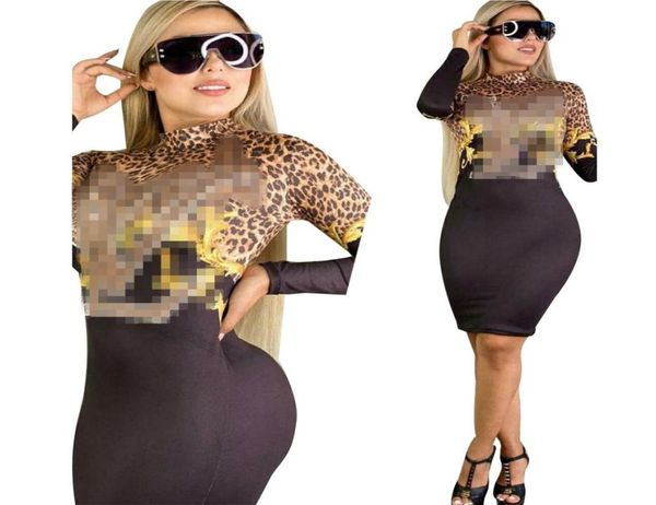 

mini dress women skinny long sleeve above knee dresses streetwear leopard print dress party s2xl3969969, Black;gray