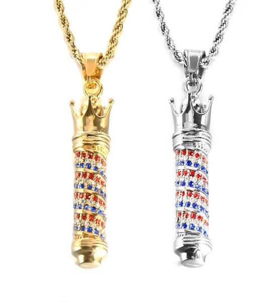 

new fashion barber shop pole 3d barber pole chain pendant necklace hip hop barber hairdresser gothic necklace jewelry5517449, Silver