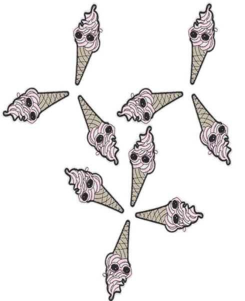 

10pcs funny cone icecream patches for clothing bags iron on transfer applique kids patch for jeans sweater diy sew on embroidery 4372096, Black