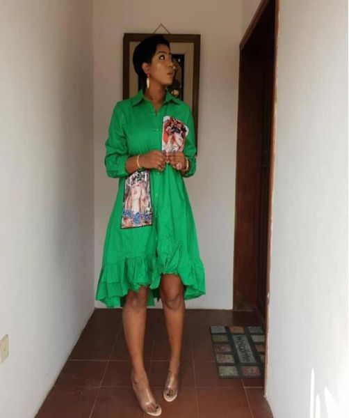 

2019 summer women lapel half sleeve printing beads blouse casual loose shirt dress fashion women shirt party mini dress stree8500879, White