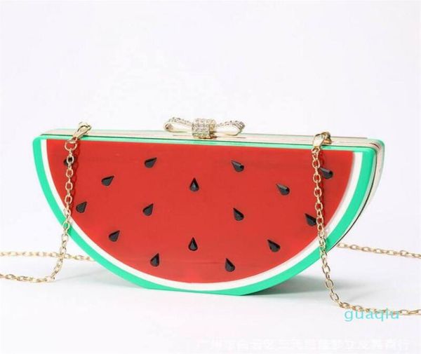 

acrylic women evening bag watermelon lemon orange shape chain handbag wedding party clutches fashion1087554
