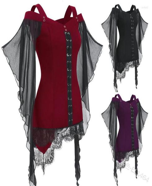 

women039s blouses halloween witch halter medieval steampunk lace up shirt bandage vest stage viking pirate cosplay costumes9658506, White