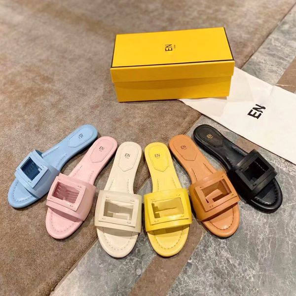 

classic the signature f letter slides woman sandal designer shoe summer man slipper luxury black white red pink calfskin leather rubber flat