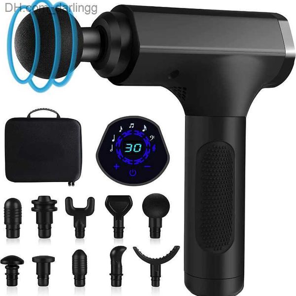 

massage gun 10 heads lcd high frequency massage gun muscle relax body relaxation electric massager with portable bag therapy gun for fitness