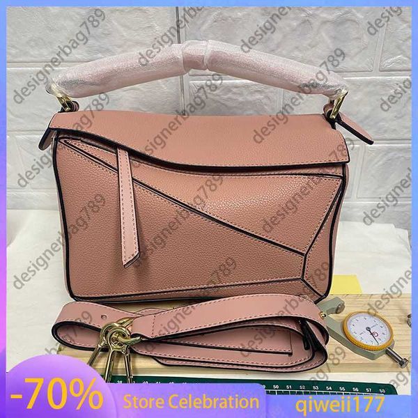 

lowe high-end leather puzzles bag women's shoulder handbag brand spliced geometric wallet fashion high capacity crossbody tote