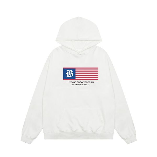 

bzdy 100% cotton graphic oversized hoodie men women us flag printing heavy weight hip hop streetwear tracksuit pullover sweatshirts couples, Black