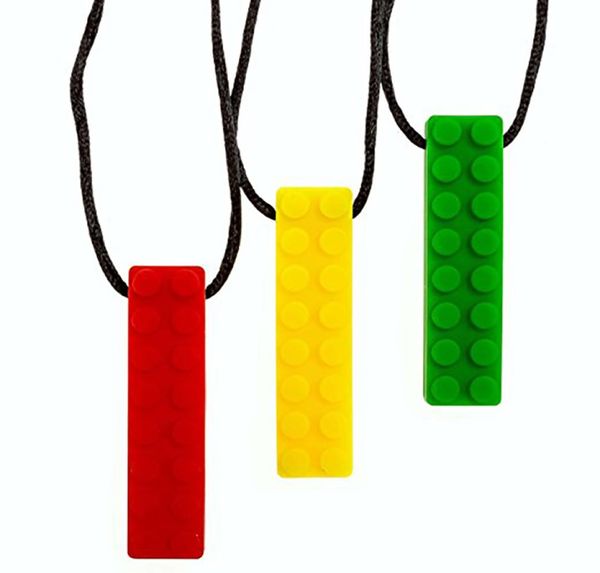 

silicone chewing brick pendant necklace fda food grade silicone teething necklace creative brick shaped pendant chewable toy neckl8196433, Silver
