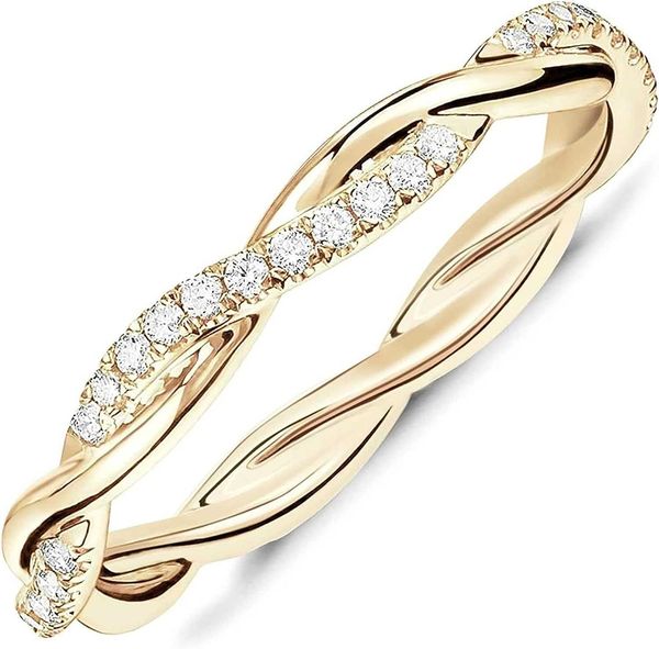 

pavoi 14k gold plated cubic zirconia twisted rope eternity band for women, Silver