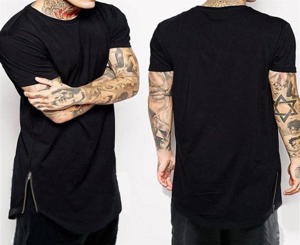 

new clothing mens black long t shirt zipper hip hop longline extra long length tee tshirts for men tall tshirt264q62357727233291, White;black