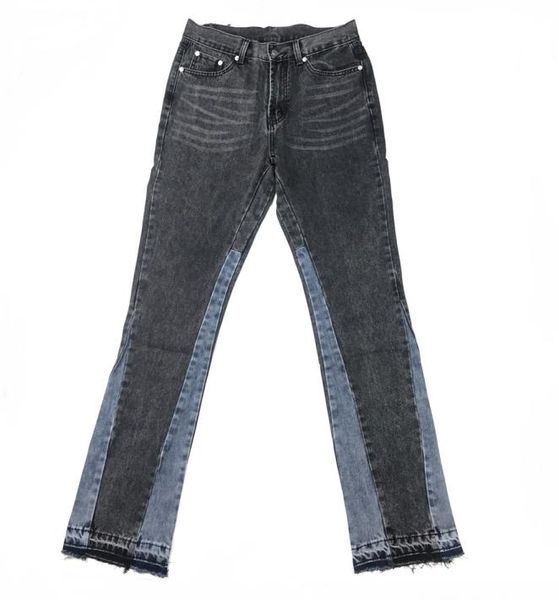 

men vintage washed black slim jeans flared trousers streetwear7644931, Blue