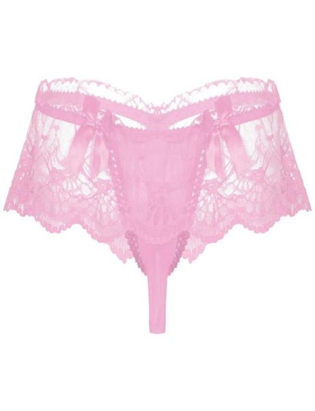 

mens lingerie lace sissy underwear see through bowknot briefs panties low waist open bulge pouch thongs underpants women0396485679, Black;pink