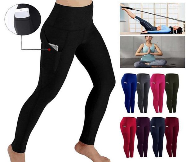 

women039s leggings sports women high waist fitness with pockets tights seamless gym yoga pants3525606, Black