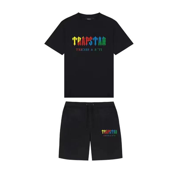 

men's t-shirts trapstar tracksuits designer embroidery letter luxury black white grey rainbow color summer sports fashion cotton cord s, White;black