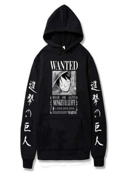 

attack on titan one piece luffy hoodie men fashion homme fleece hoodies japanese anime printed male streetwear oversized clothes h7227363, Black