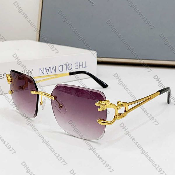 

p glasses 2023 new fashion frameless trimming sunglasses men and women personality leopard mirror leg{category}, White;black
