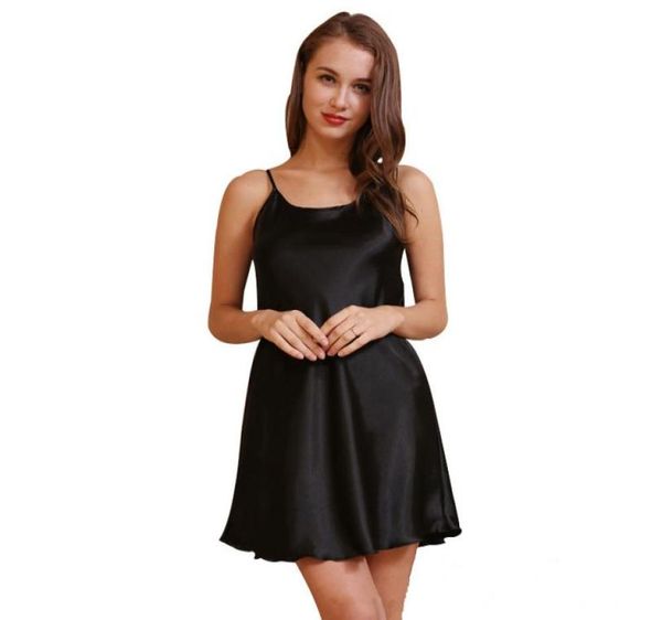 

silk lingerie summer ice silk condole belt nightgown appeal simulation home sleeping dress women sleepwear1484490, Black;red