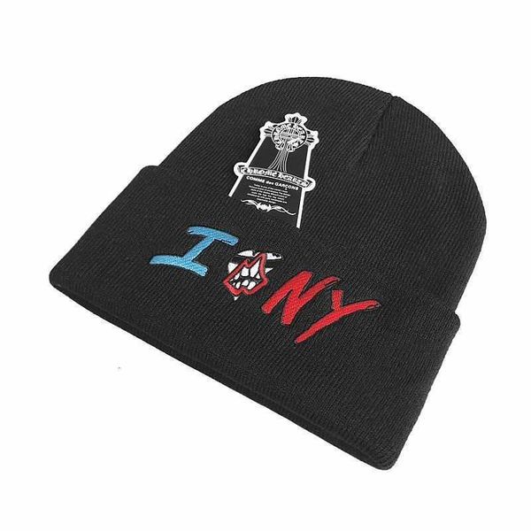

winter new product ch knitted hat outdoor warmth cover woolen hat men's fashion trend embroidery cold hat 1h58, Blue;gray