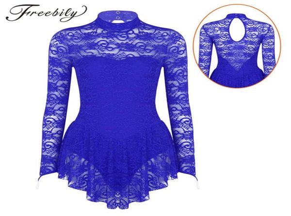 

women long sleeve lace ballet gymnastics leotard figure ice skating dress competition stage lyrical dance costumes19842903249925, Black;red
