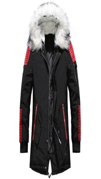 

winter jacket men fur thick windbreaker long coat chaqueta hombre mens casual outwear winter coats bomber leather hooded jackets1228840, Black;brown