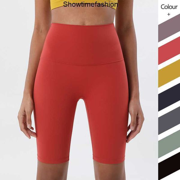 

lu-26 seamless yoga shorts running fitness yoga pants high waist nude five point tight gym clothes women workout leggings golf biker shorts, White;black