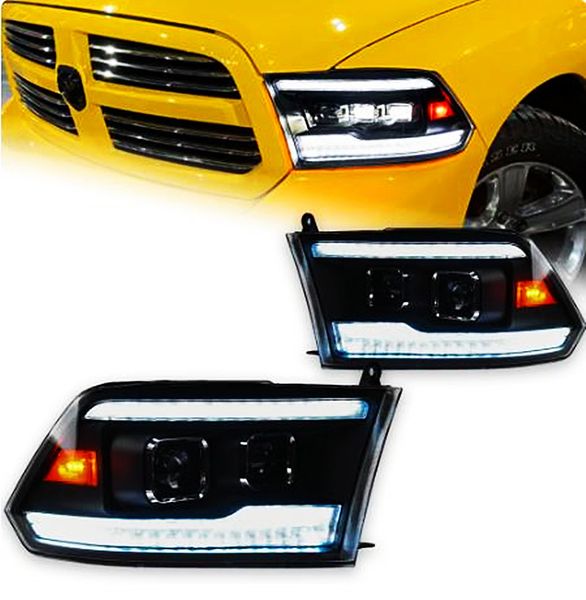

car styling head lamp for dodge ram headlights 2009-20 18 ram1500 2500 led headlight projector 3 lens