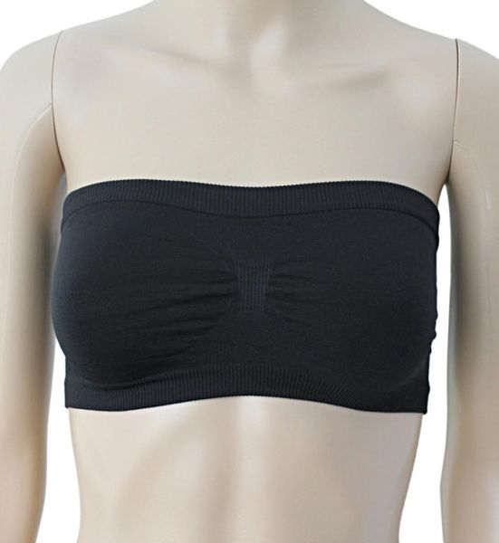 

whole2016 black seamless bandeau strapless elastic crop sports bra for women9213621, Red;black