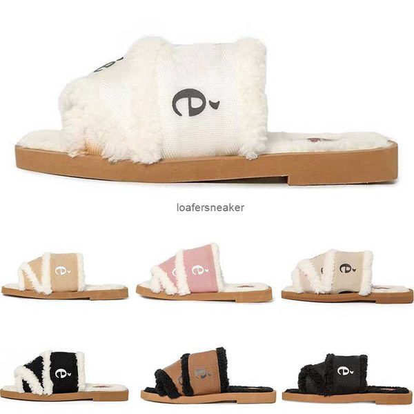

designer luxury wool winter fur slippers designers women slides ladies fluffy furry warm letters sandals comfortable fuzzy girl flip flop sl, Black