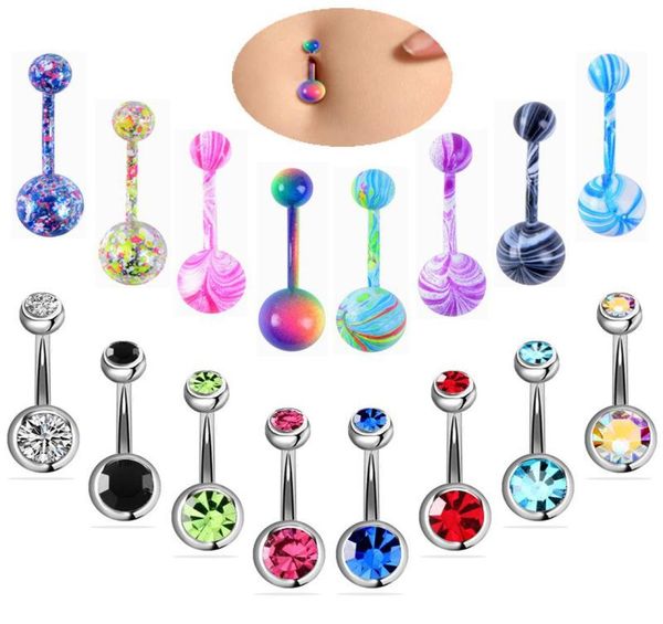 

arrival body jewelry spotted color baking navel ring stainless steel belly bar rings navel button piercing jewelry fashion9750050, Silver