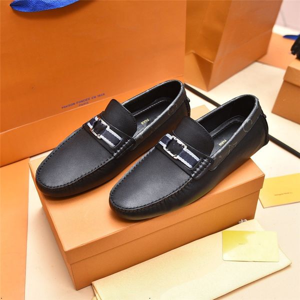 

2023 men's genuine leather dress shoes patchwork leather shoe fashion moccasins wedding party shoes men designer loafers oxford shoes m, Black
