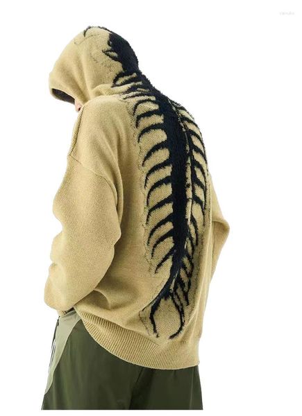 

men's sweaters 2023 american high street design sense niche hooded sweater for men autumn and winter lazy trend knitwear569, White;black