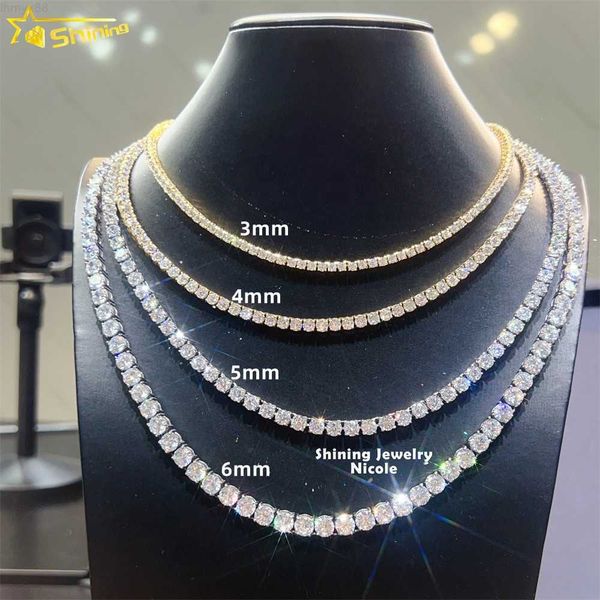 

wholesale hip hop fashion pass diamond tester stainless steel moissanite tennis chain, Silver