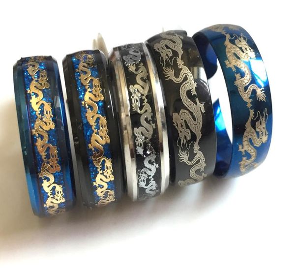 

whole 50pcs unique 316l stainless steel dragon sign ring vintage mens cool fashion ring quality jerwelry brand new5320748, Silver