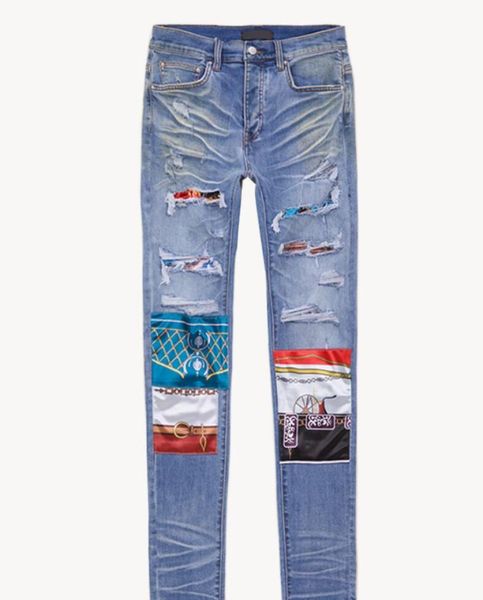 

2020ss a mens distressed ripped biker jeans miri slim fit motorcycle biker denim pants fashion designer hip hop mens jeans high qu9995938, Blue