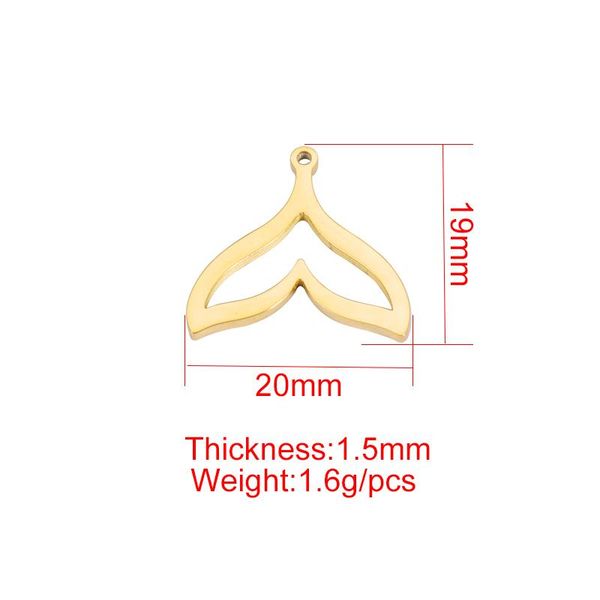 

necklaces fnixtar 20pcs 20*19mm mirror polish stainless steel hollow mermaid tail cutting pendant charms for diy making necklaces bracelet, Silver