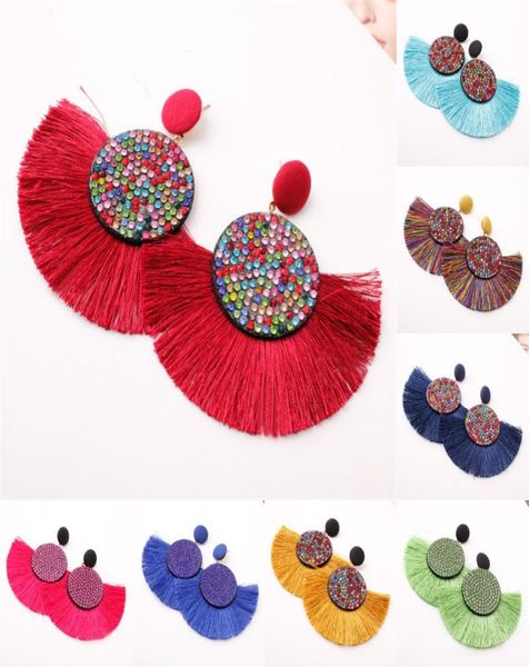 

new bohemia tassel sector drop crystal earrings vintage dangler earrings for women fashion accessories gifts 8 styles5162555, Silver