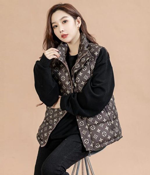 

womens down vests designer full brown flower print luxury hip hop mens downs vest warm doudoune outerwear, Black;white