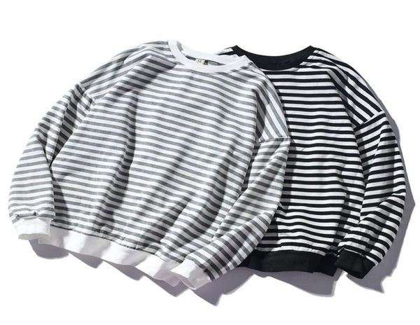 

trend men stripe sweatshirt men039s fashion wild comfortable hoodies oneck casual sweatshirts long sleeve casual8909647, Black