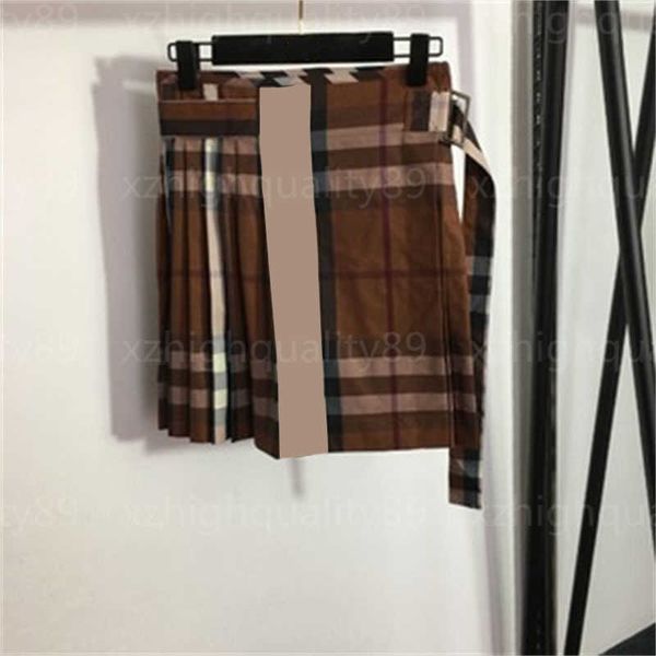 

designer skirt womens short dress contrast plaid fashion personality belt high waisted short luxury pleated skirt womens designers dresses, Black