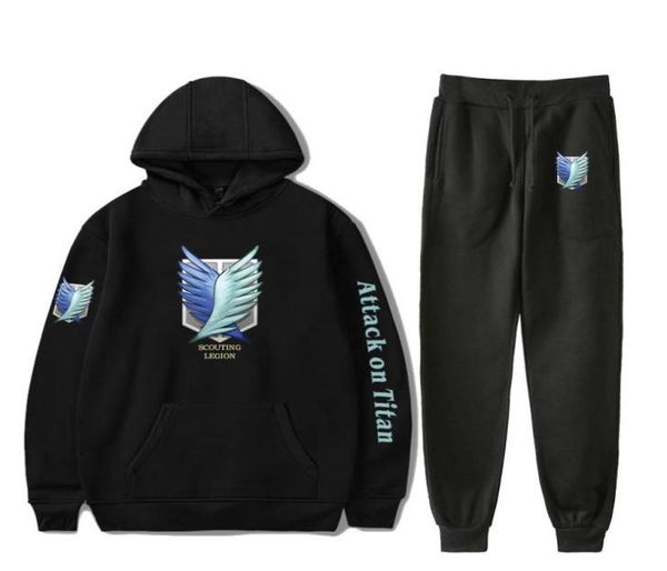 

anime attack on titan tracksuit men set shingeki no kyojin print two piece set and pants sweat suit male sporting suits5118114, Gray