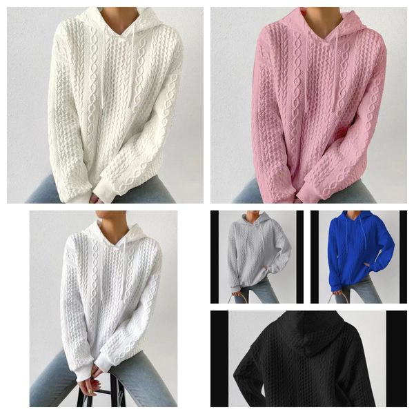 

23ss new oversized hoodies for women autumn women's plus-size jacquard hooded lace long-sleeved hoodie knitting size s-5xl, Black