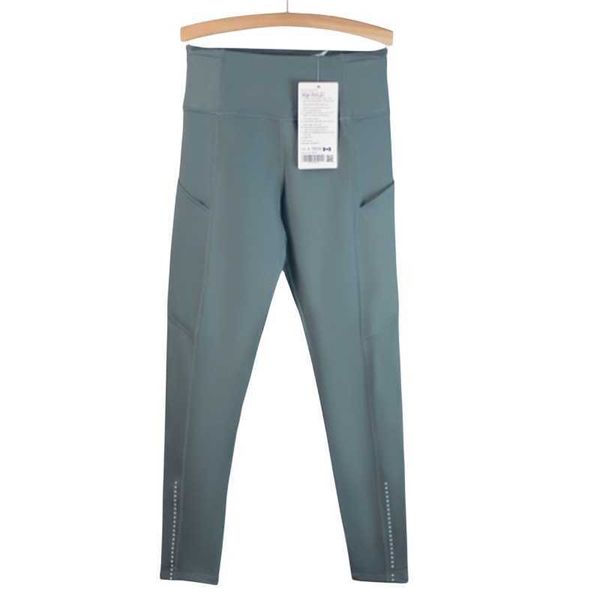 

women's tracksuits lulemens new solid color high rise yoga pocket leggings with waistband pants naked feeling women sports trousers ela, Gray