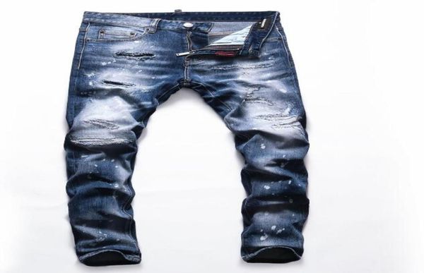 

2021 the latest fashion jeans and men039s pants stylist tight holes slim boutique craft no28402188631516, Blue