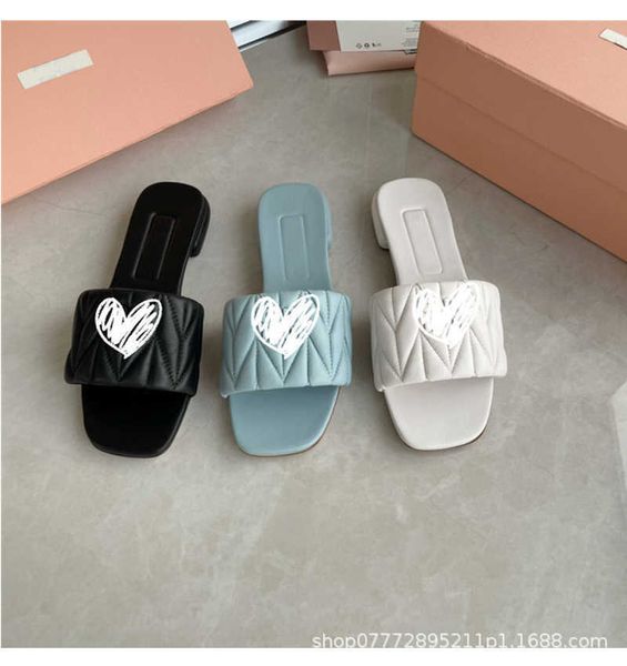 

designer slippers miui slipper soft breathing sheepskin slippers flat bottom soft comfortable leather sandals women's white outdoor sli